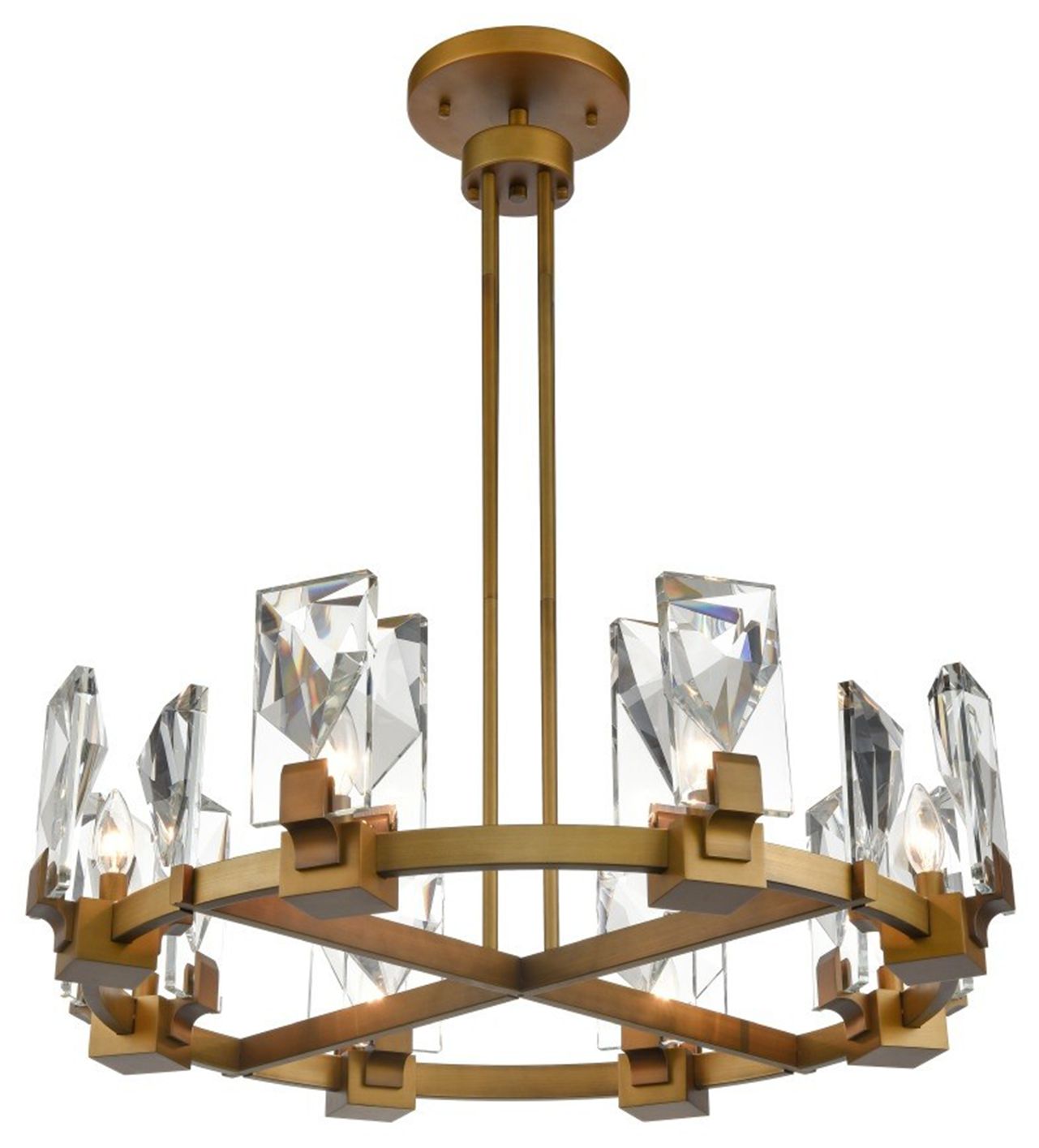 Horizon 8-Light 32-Inch Aged Brass Wheel Chandelier