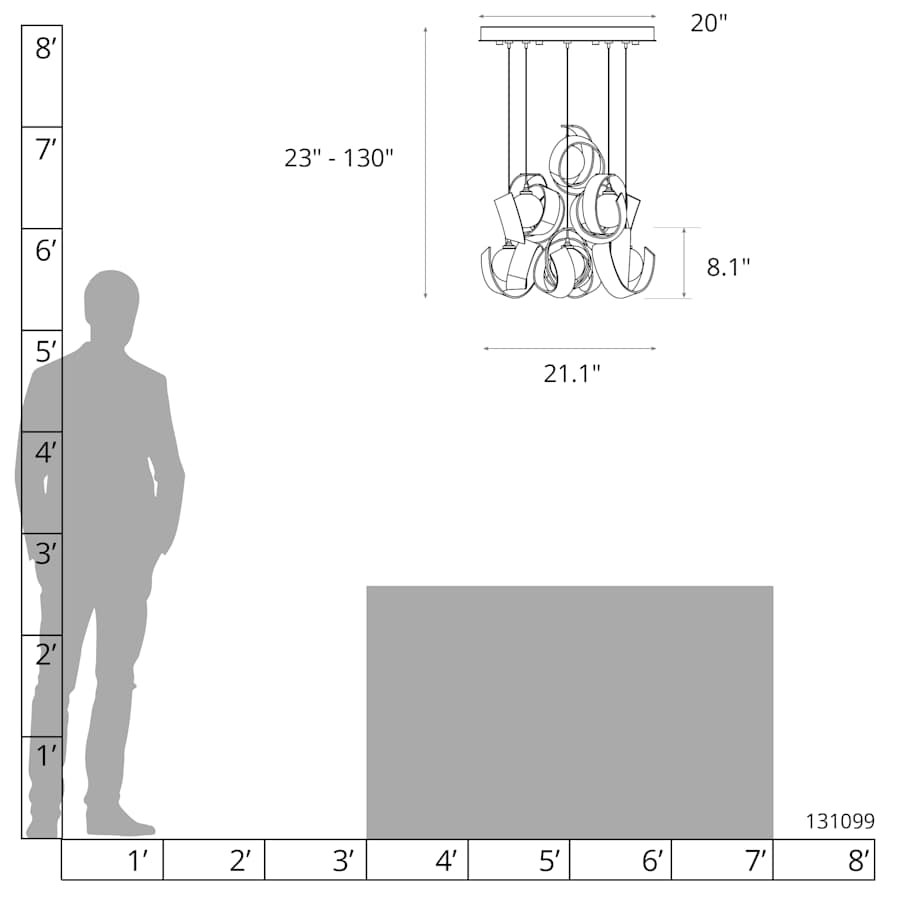 Riza 9-Light 22" Wide Multi-Light Pendant detail view 22