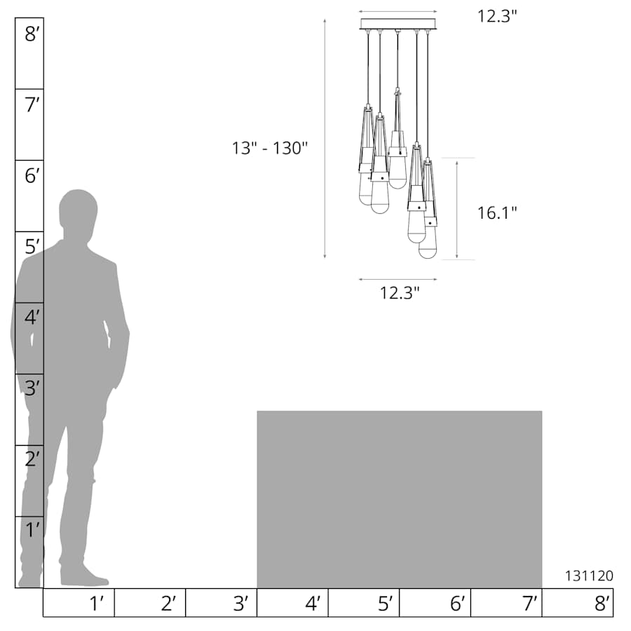 Link 5-Light 13" Wide Multi-Light Pendant
