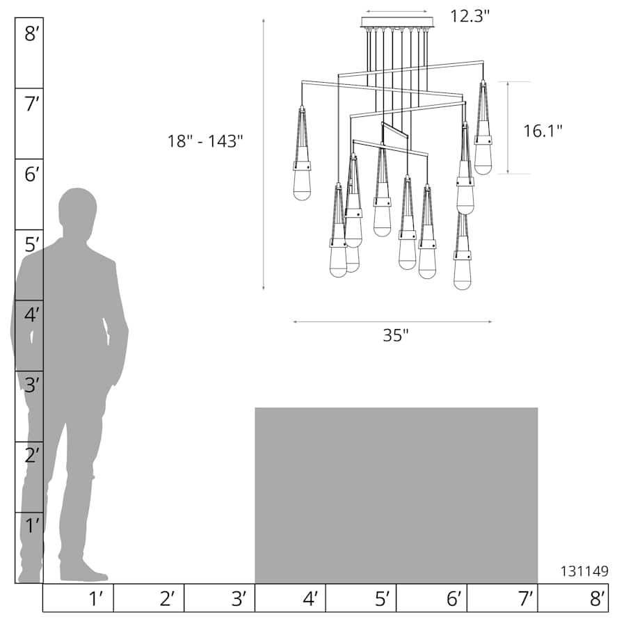 Link 10-Light 35" Wide Multi-Light Pendant