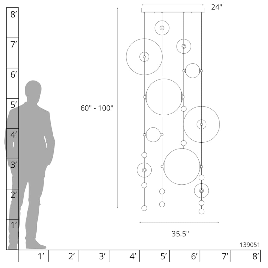 Abacus 36" Wide LED Suspension Multi-Light Pendant
