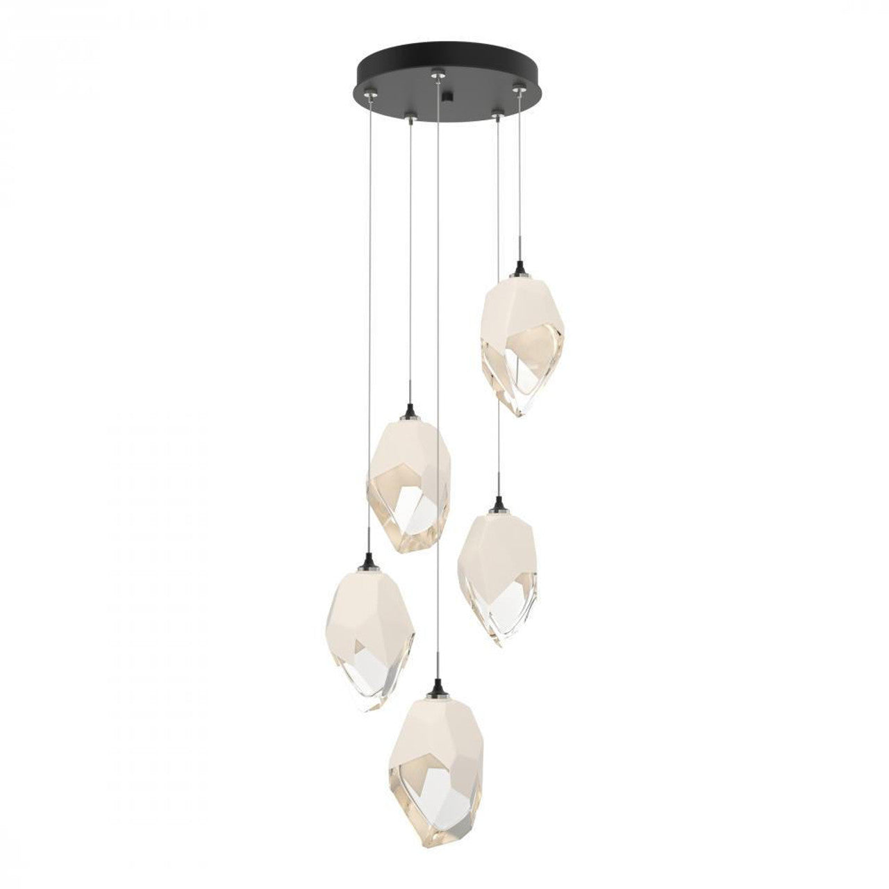 Chrysalis Pendant, 5-Light, White, Black Polished Crystal, 16.1"W (131138-SKT-STND-02-BP0755 5YZTGH)