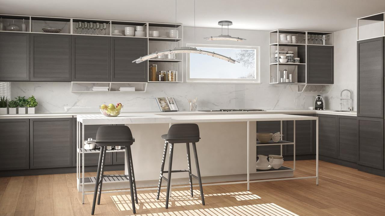 Glissade Large Pendant, LED, Oil Rubbed Bronze, Clear, 43.5"W (137586-LED-STND-14-ZM0749 5Z310Y)