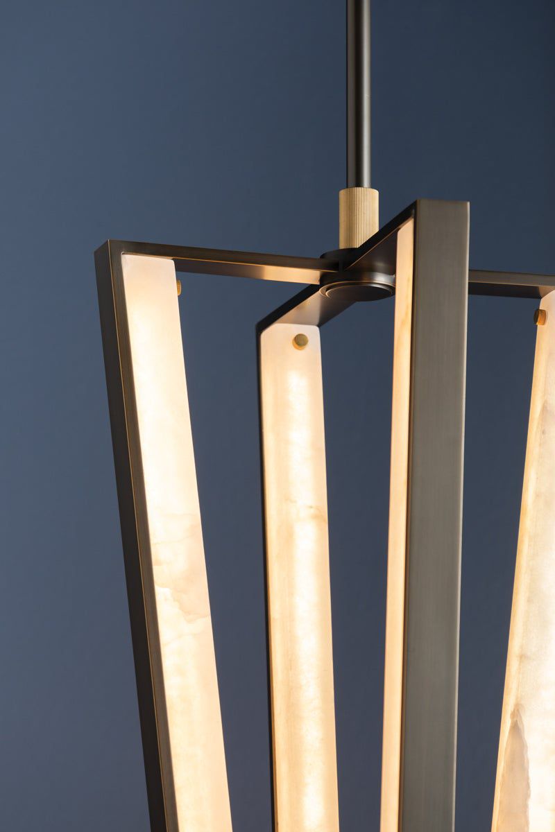 Edgemere 16" 4-Light. Aged Brass/Distressed Bronze Pendant