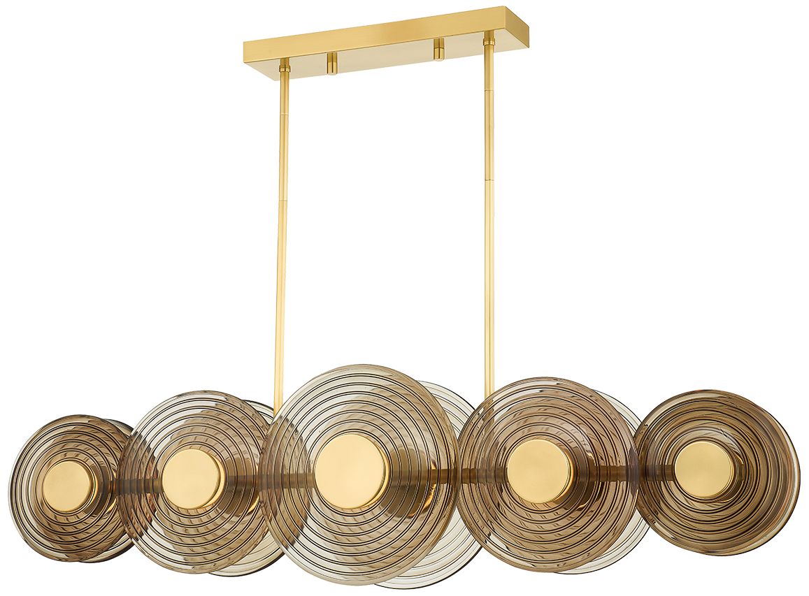 Griston 53" Wide Aged Brass 10-Light LED Linear Pendant