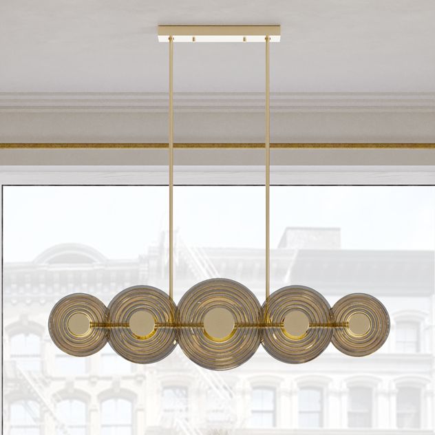 Griston 53" Wide Aged Brass 10-Light LED Linear Pendant