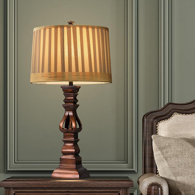 Stripe Drum Shade Antique Rustic Table Lamp