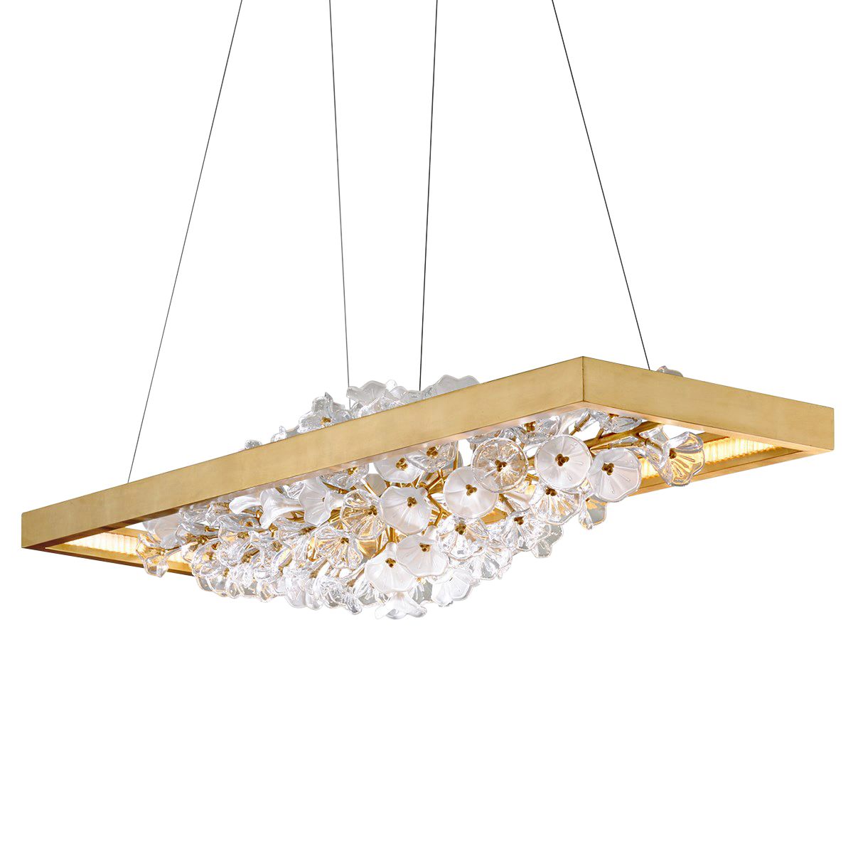 Jasmine 60"W Gold LED Floral Kitchen Linear Pendant