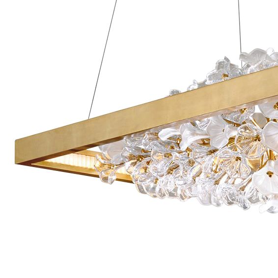 Jasmine 60"W Gold LED Floral Kitchen Linear Pendant