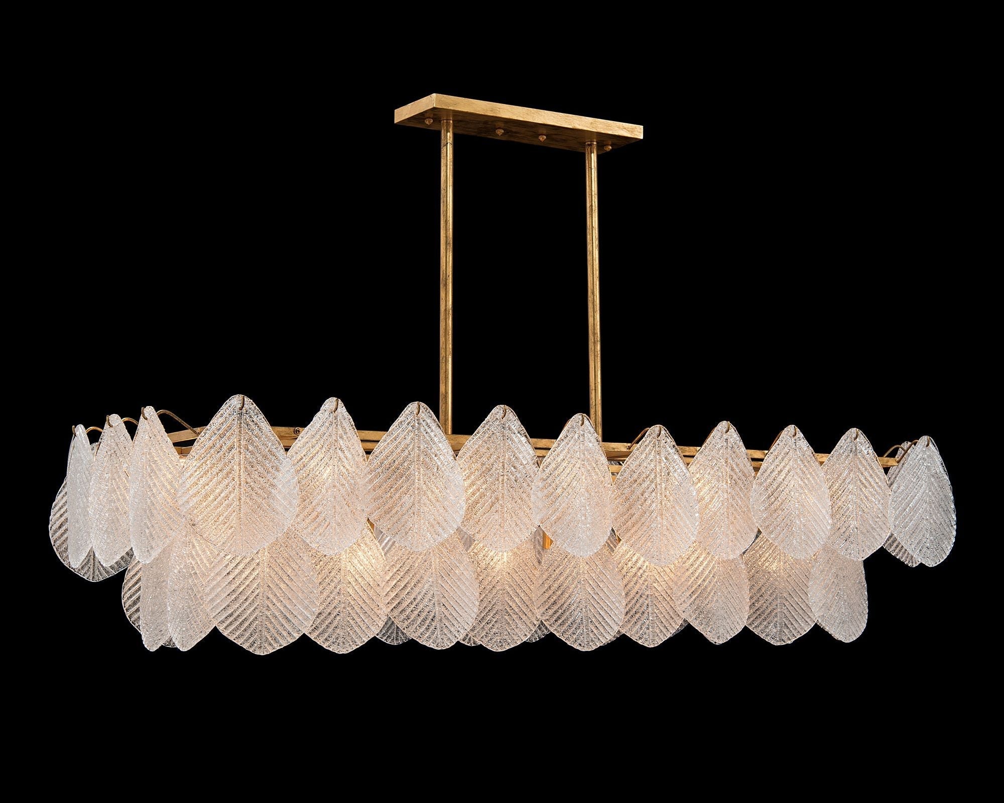 60" Wide Antique Gold Leaf Island Chandelier