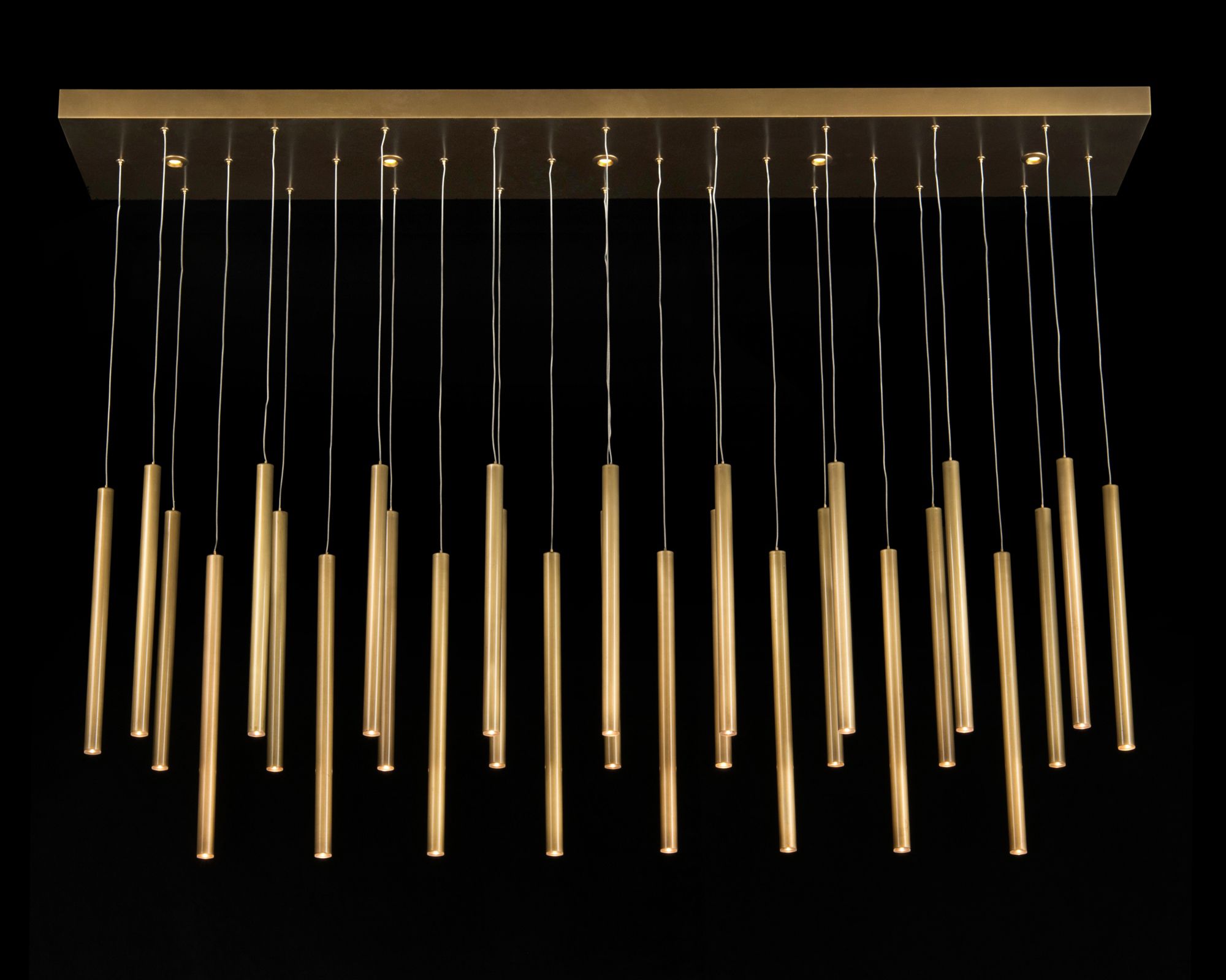 Hans 66"W Brass 33-Light LED Island Chandelier