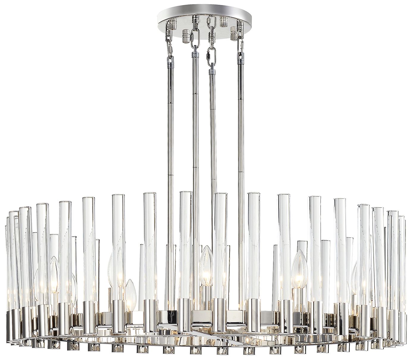 Julian 12-Light 32-Inch Round Polished Wheel Chandelier