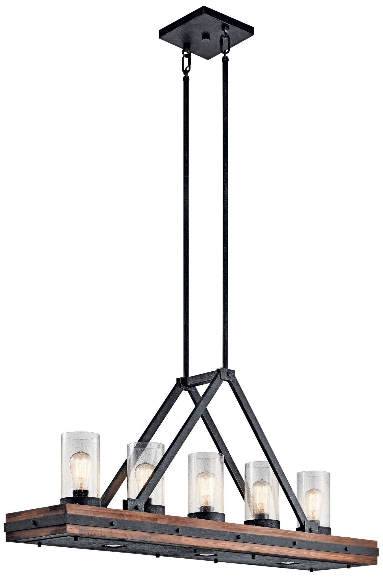 Glass Colerne 46.5" Wide Black Kitchen Chandelier