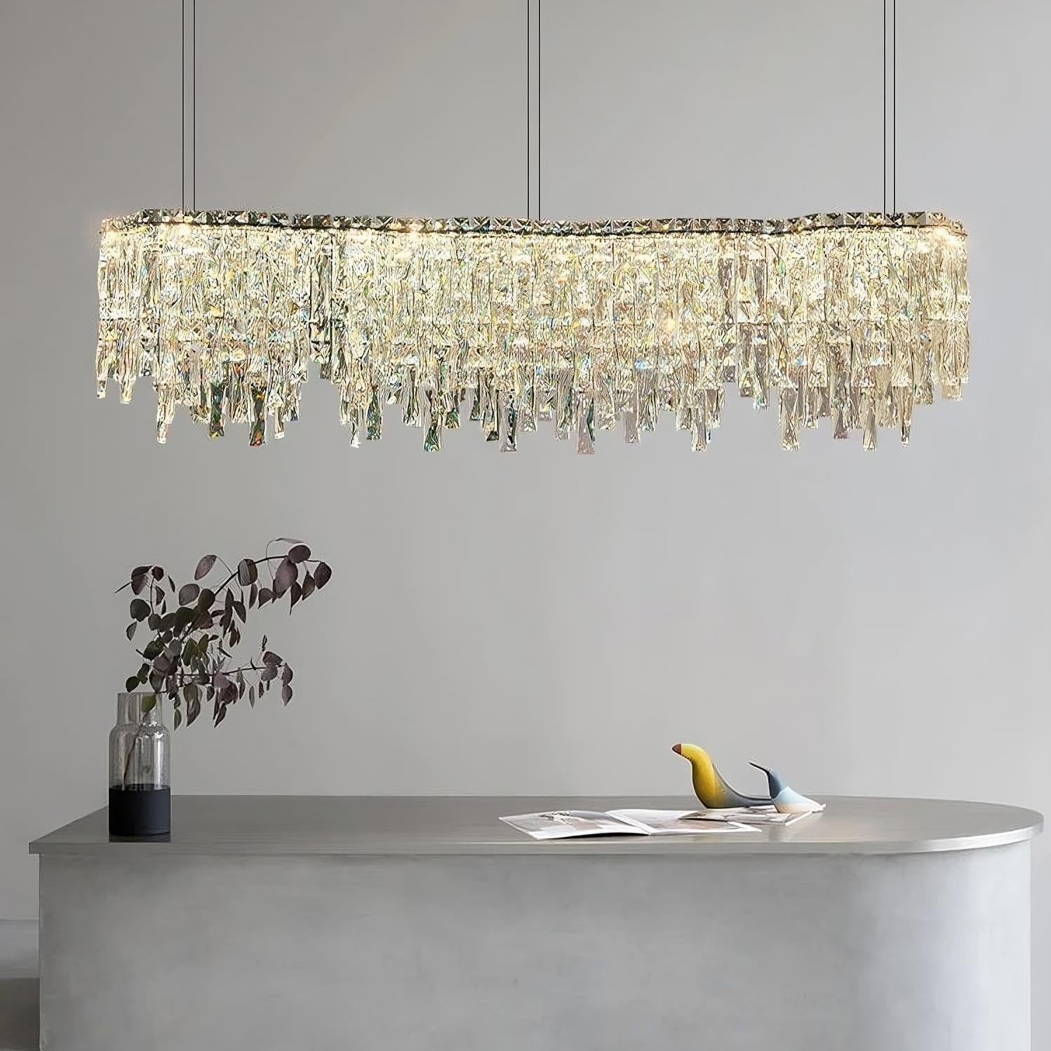 Bacci Crystal Modern Dining Room Light 47" Chandelier