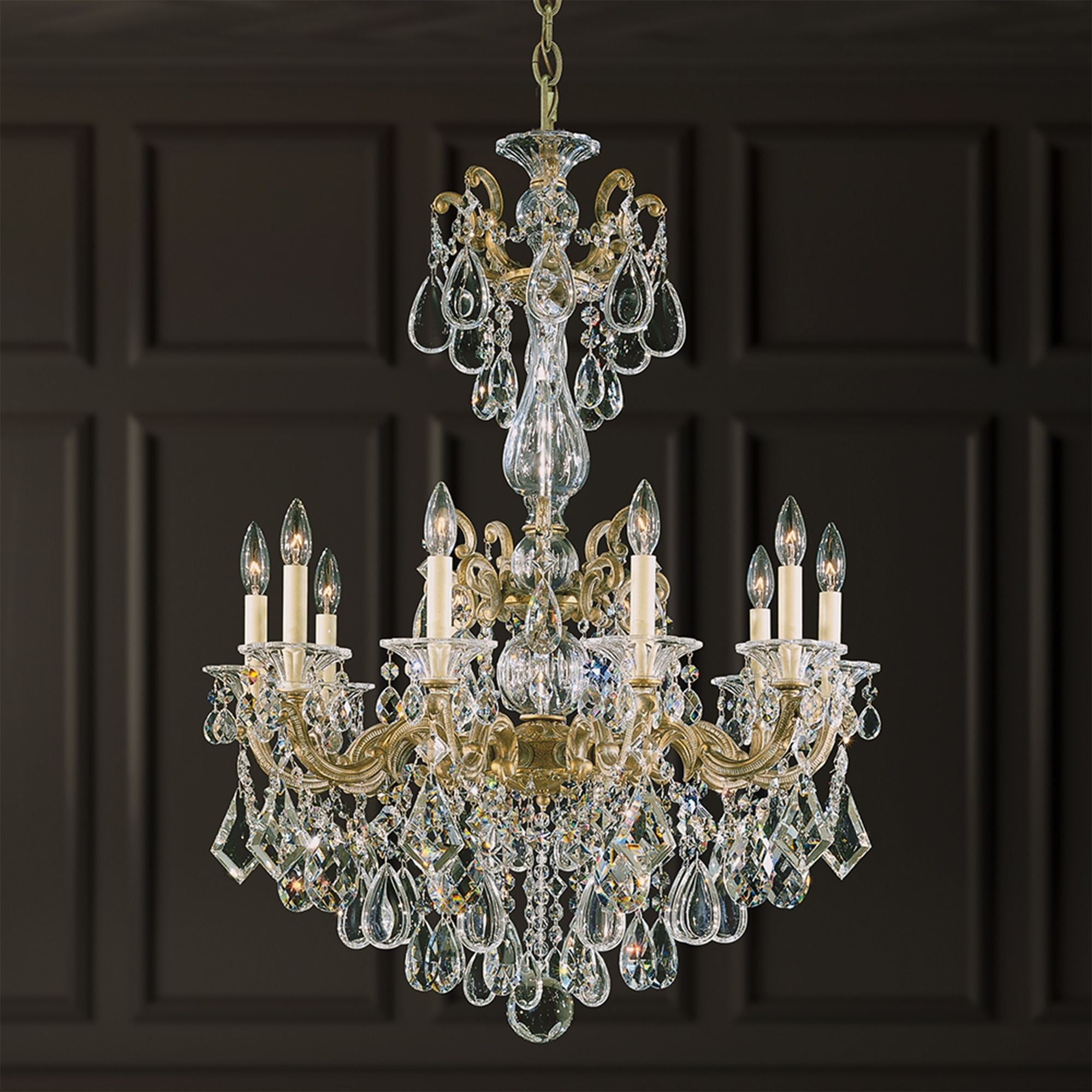 La Scala 38"H X 10-Light Crystal Chandelier in Gol