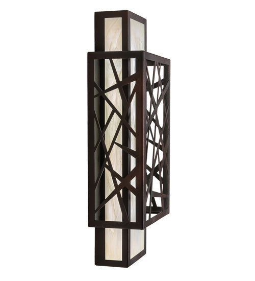 Quadrato 2-Light 18.00" Dark Bronze And White LED Wall Sconce detail view 6