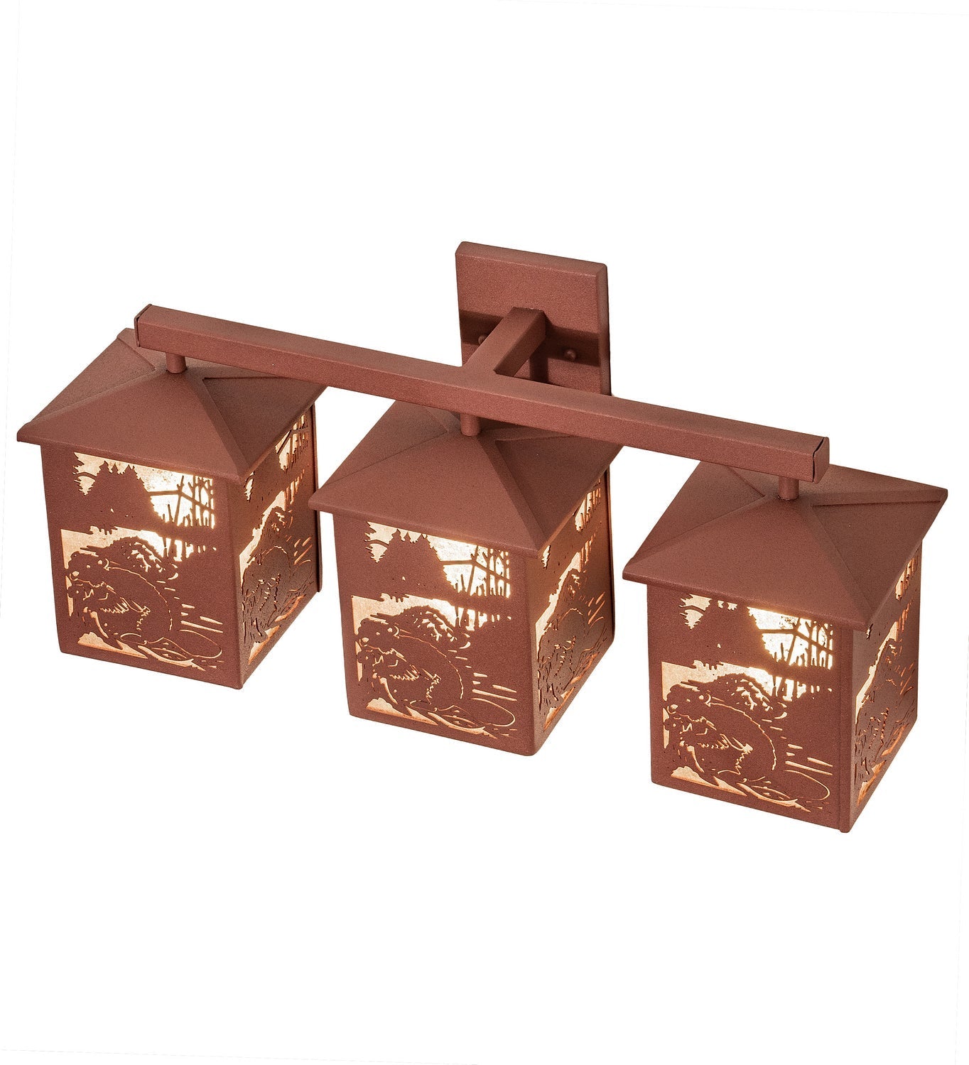 Beaver At Work 27 Inch 3-Light 12.50" Rust LED Wall Sconce detail view 3
