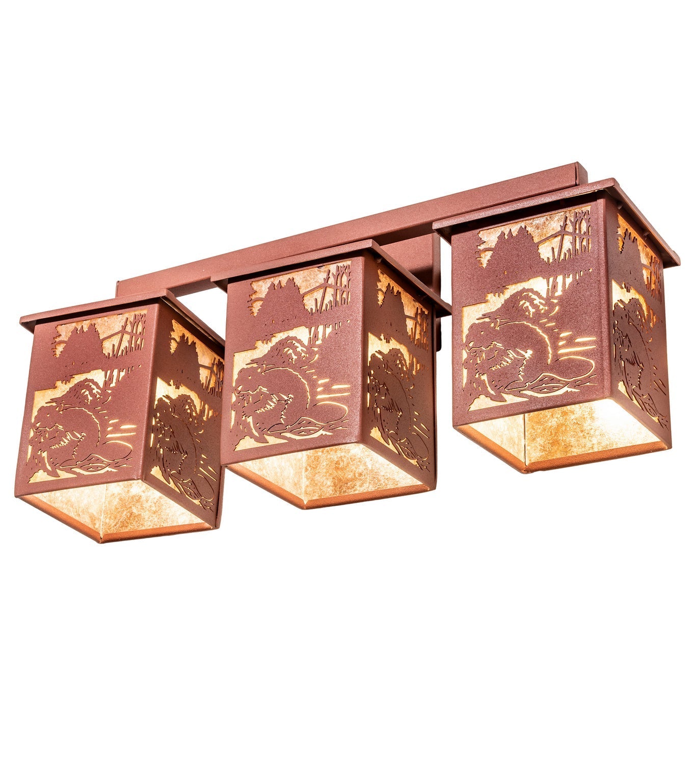 Beaver At Work 27 Inch 3-Light 12.50" Rust LED Wall Sconce detail view 5