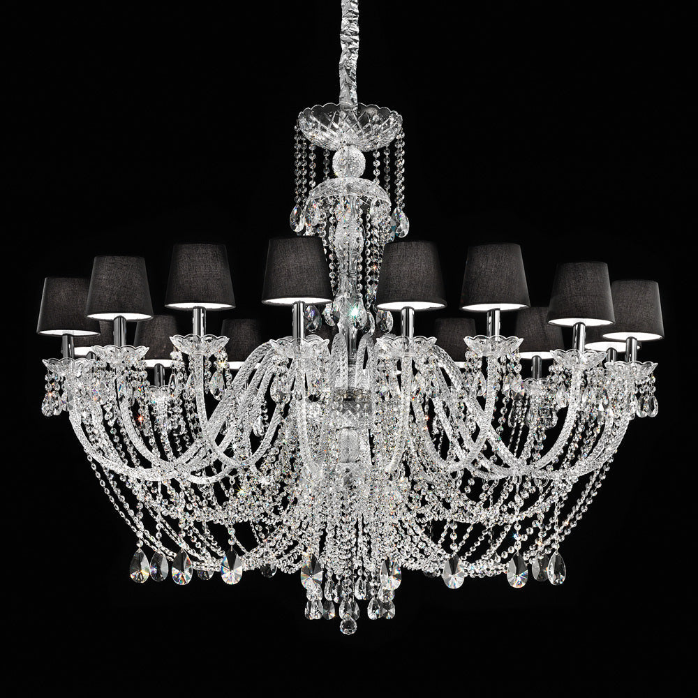 Large Crystal Chandelier with Shades