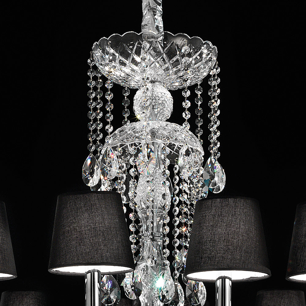 Large Crystal Chandelier with Shades