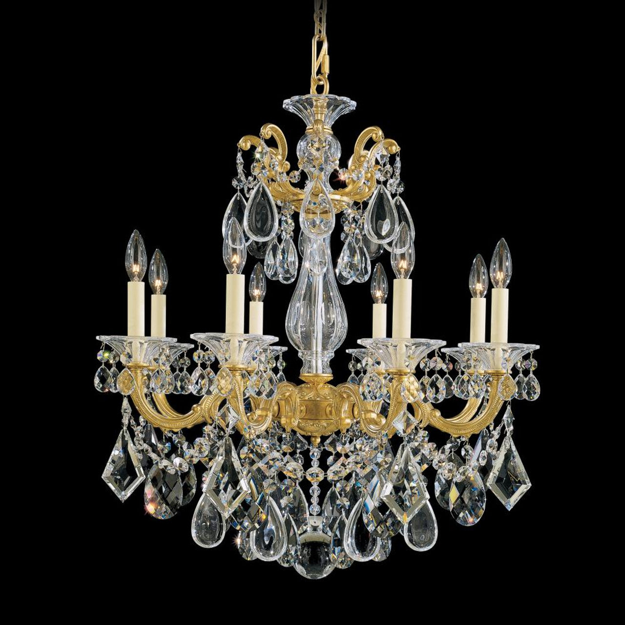 La Scala Chandelier, 6-Light, French Gold, Clear Swarovski Crystal, 23"W (5072-26S 1HZTMH)