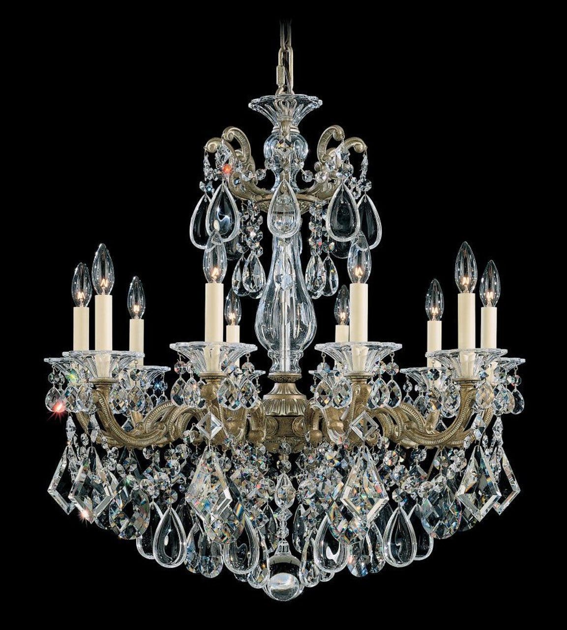 La Scala Chandelier, 8-Light, Parchment Gold, Clear Heritage Crystal, 25"W (5073-27 1T3UQ)