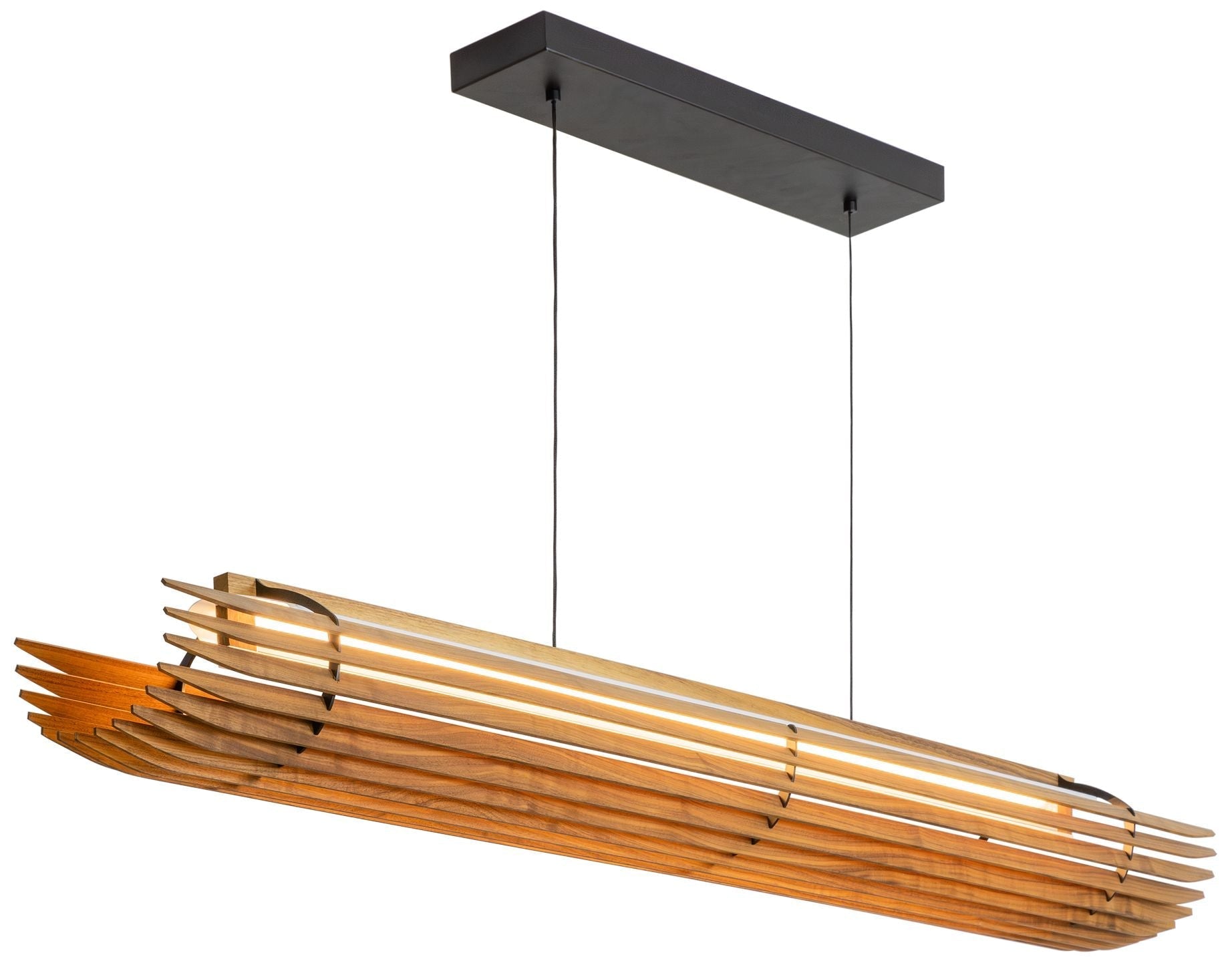 Lex 56" Wide Black Metal Accented Walnut P1 Chandelier
