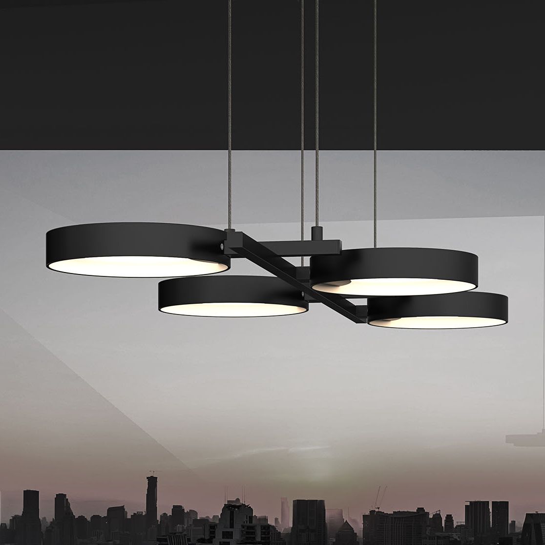 Light Guide 4-Light Satin Black Chandelier