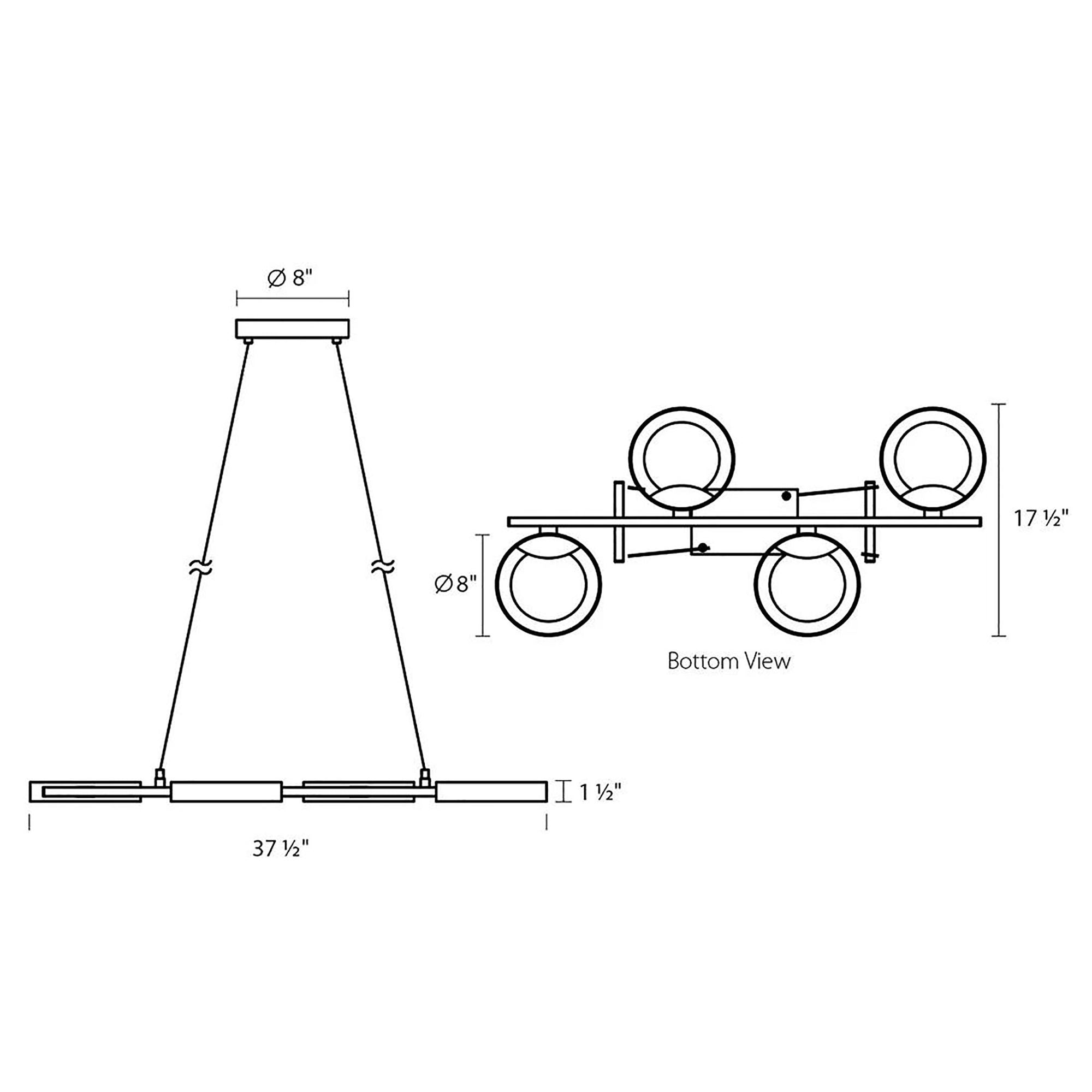 Light Guide 4-Light Satin Black Chandelier