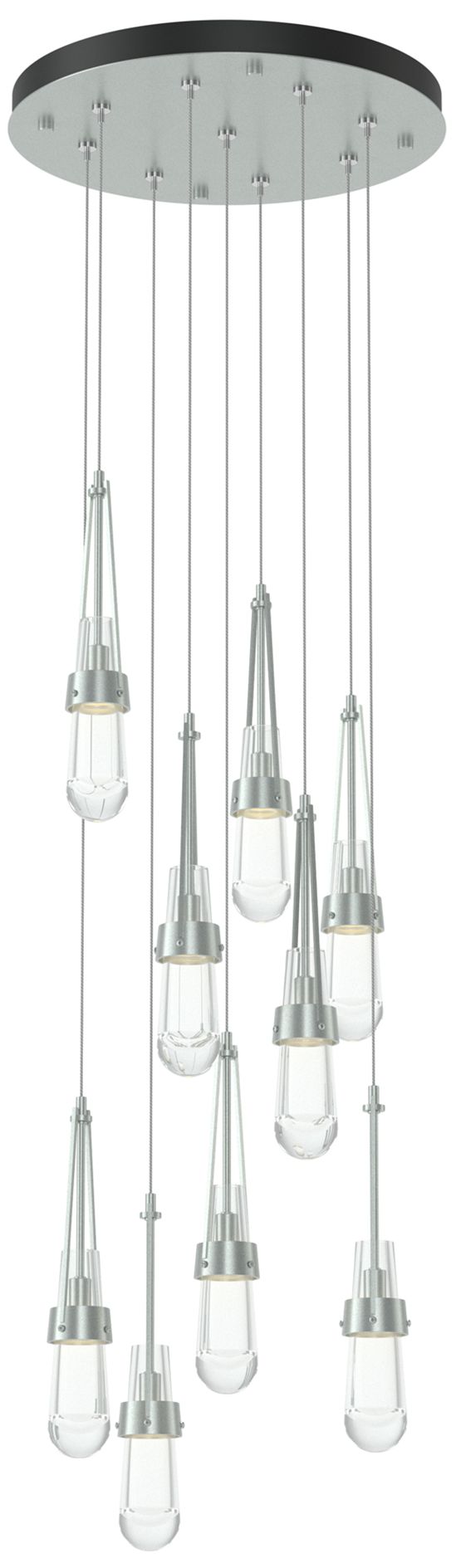 Link 9-Light Round Vintage Platinum Long Pendant