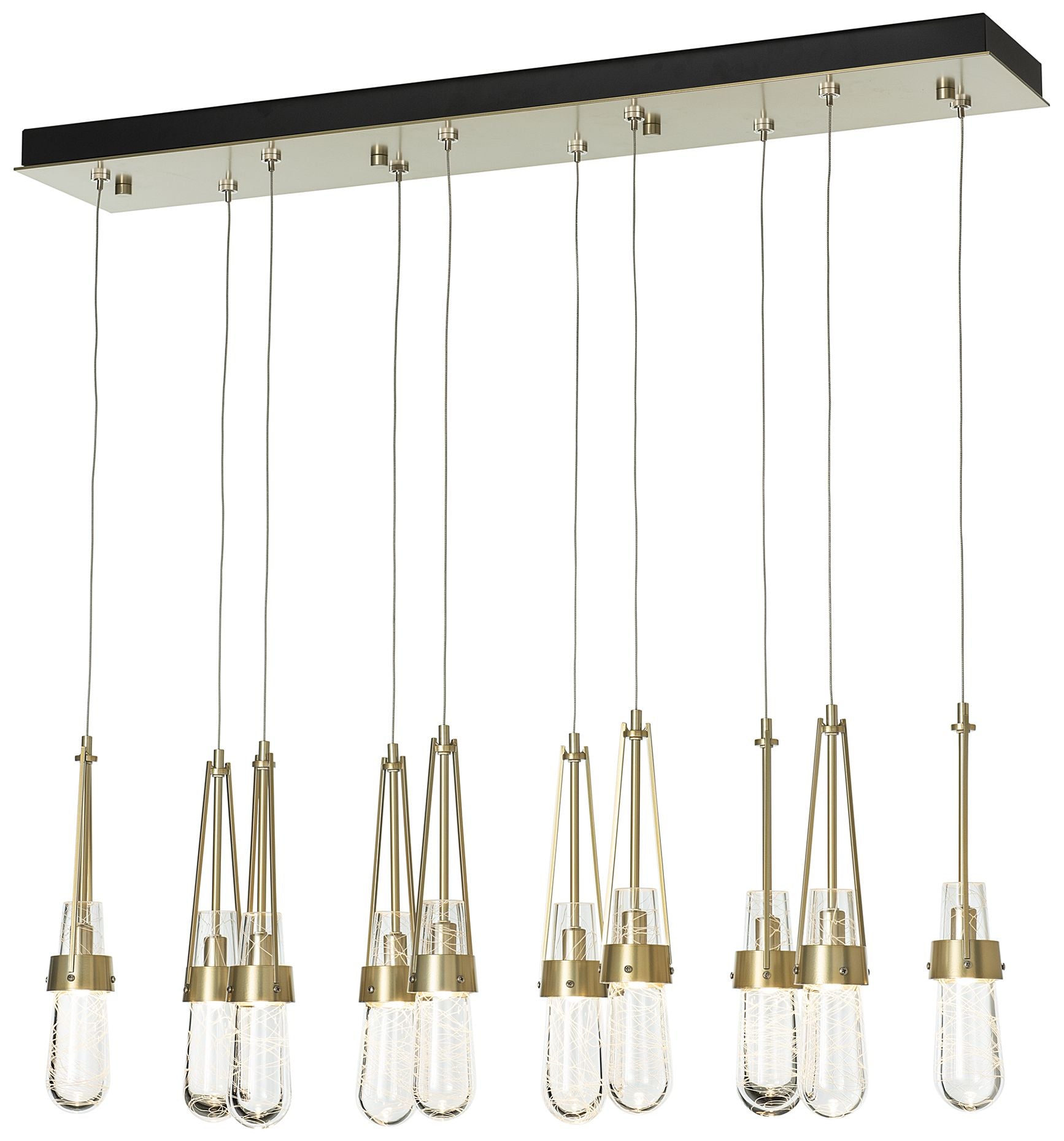 Link 44.5" Rectangular Brass Long Pendant with Clear &