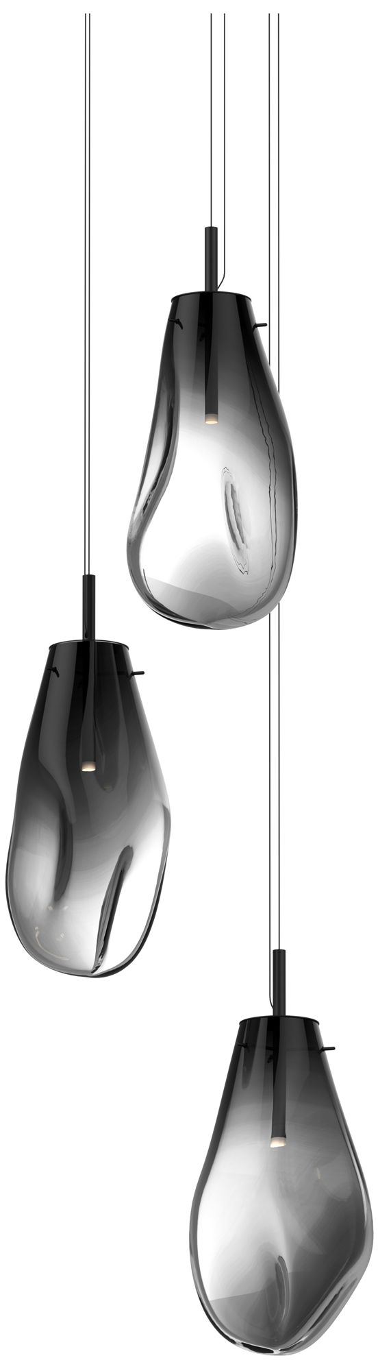 Liquid 3-Light Satin Black Pendant