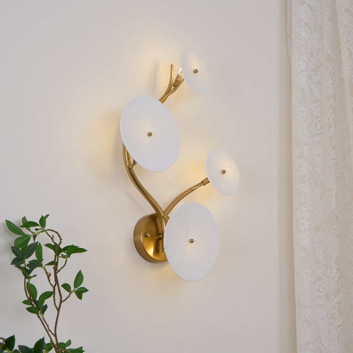 Lotus Cascade Ceramic Wall Light
