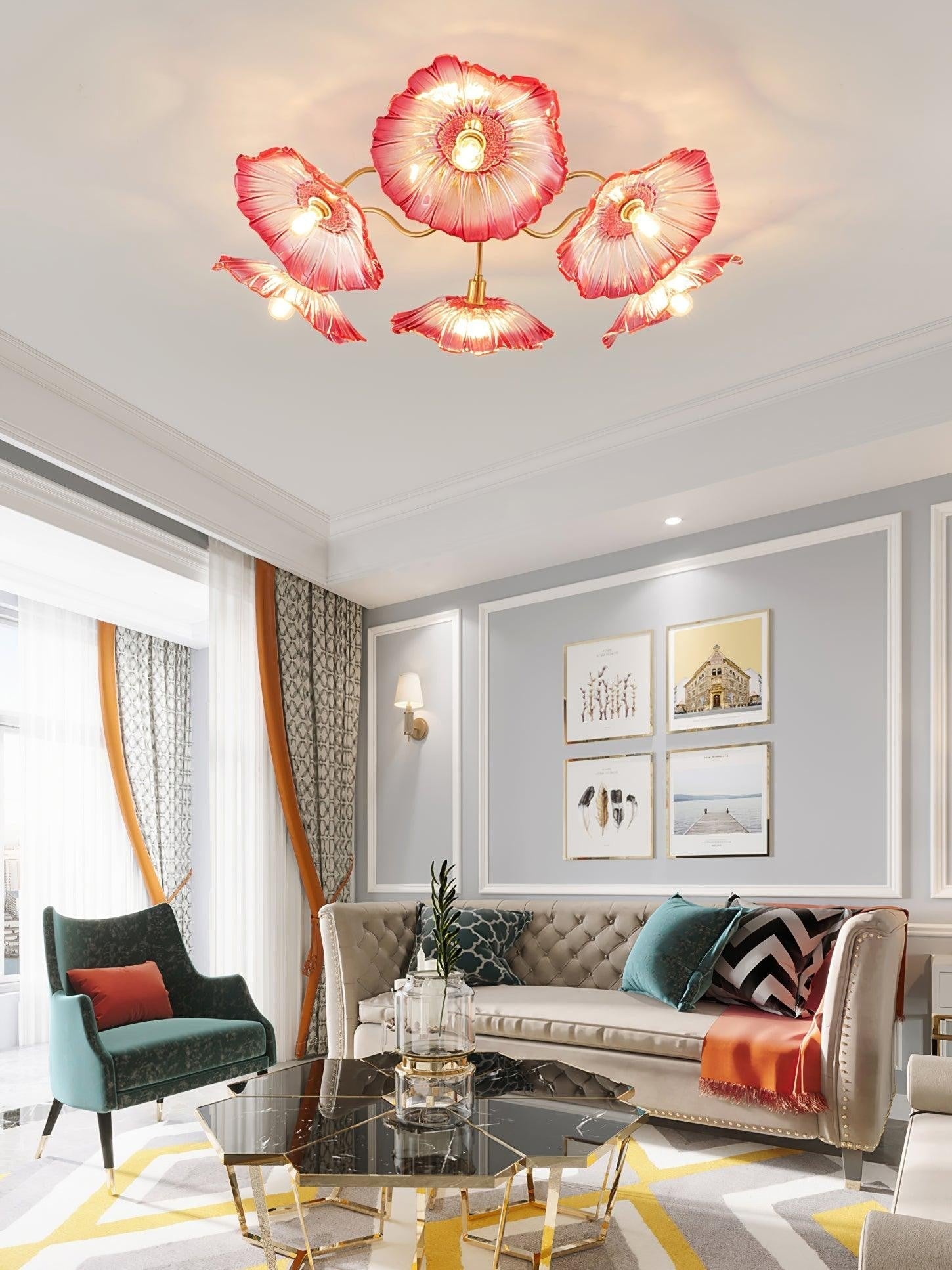 Lotus Frosted Glass Ceiling Light