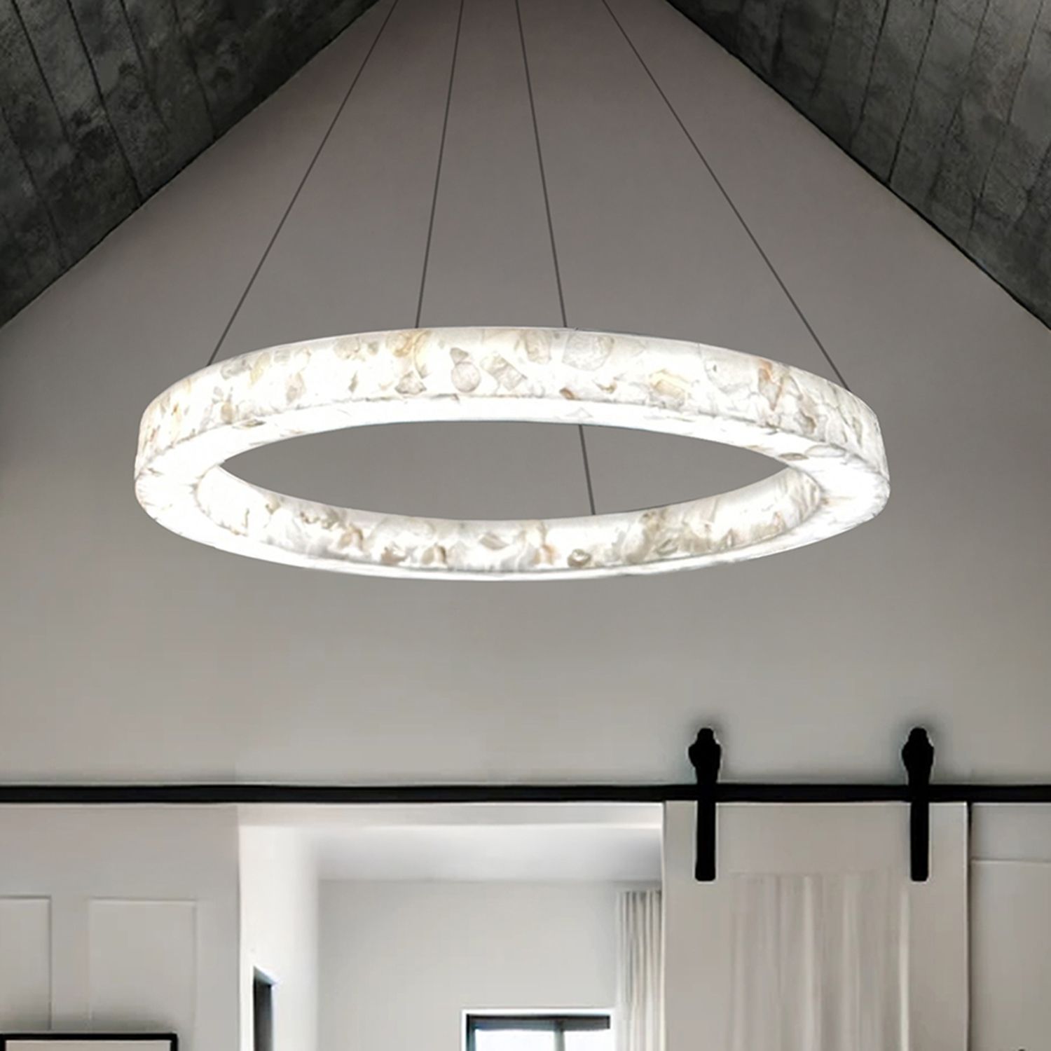 LumenAria Medley 42" Wide Alabaster Rocks Chandelier