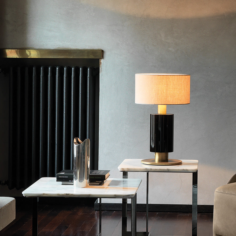 Italian Burnished Brass and Ebony Veneer Table Lamp