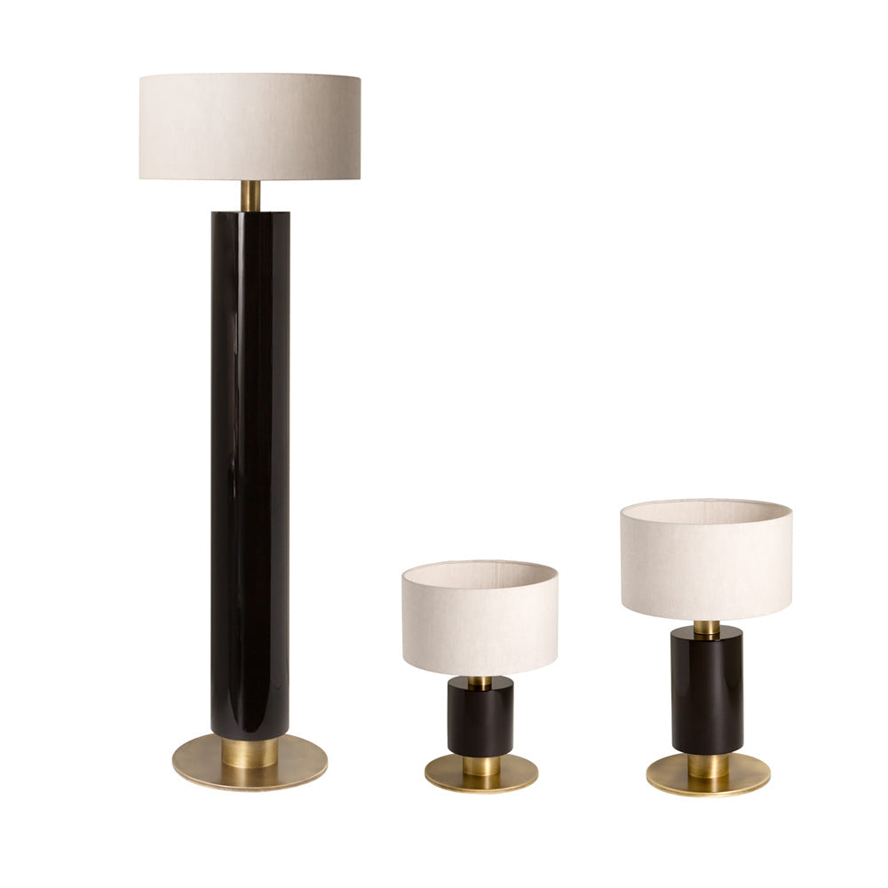 Italian Burnished Brass and Ebony Veneer Table Lamp