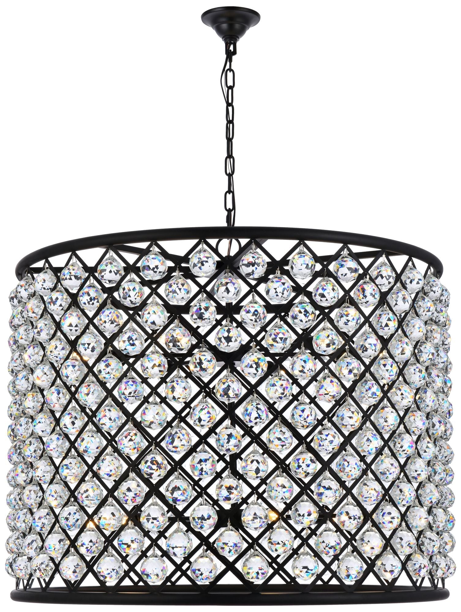 Madison 12-Light Matte Black Chandelier Clear