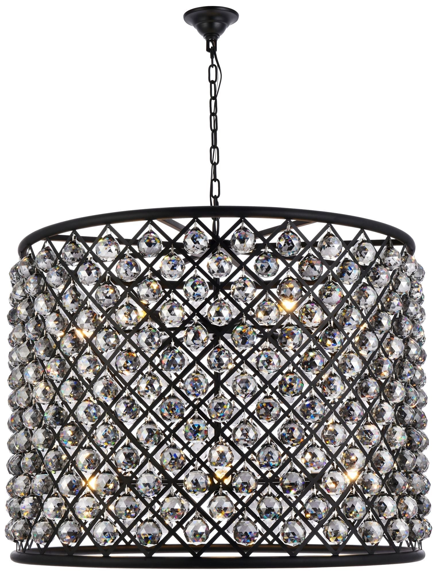 Madison 12-Light Matte Black Chandelier Silver Shade