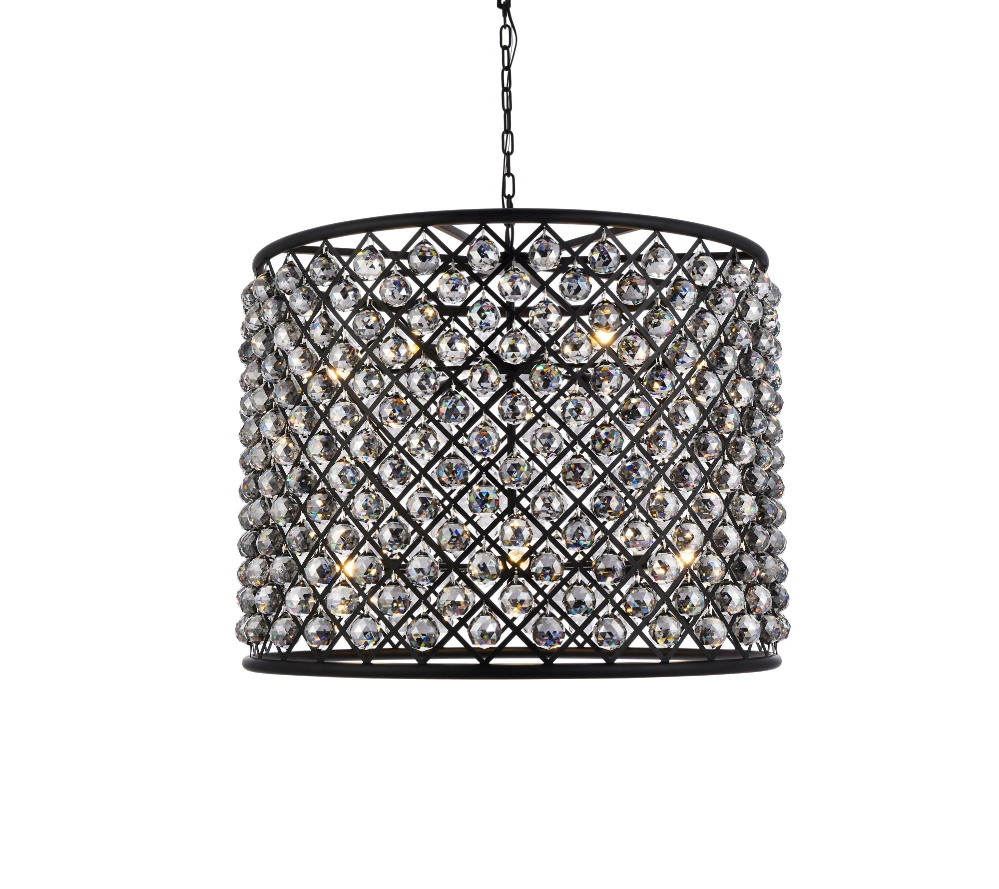 Madison 12-Light Matte Black Chandelier Silver Shade