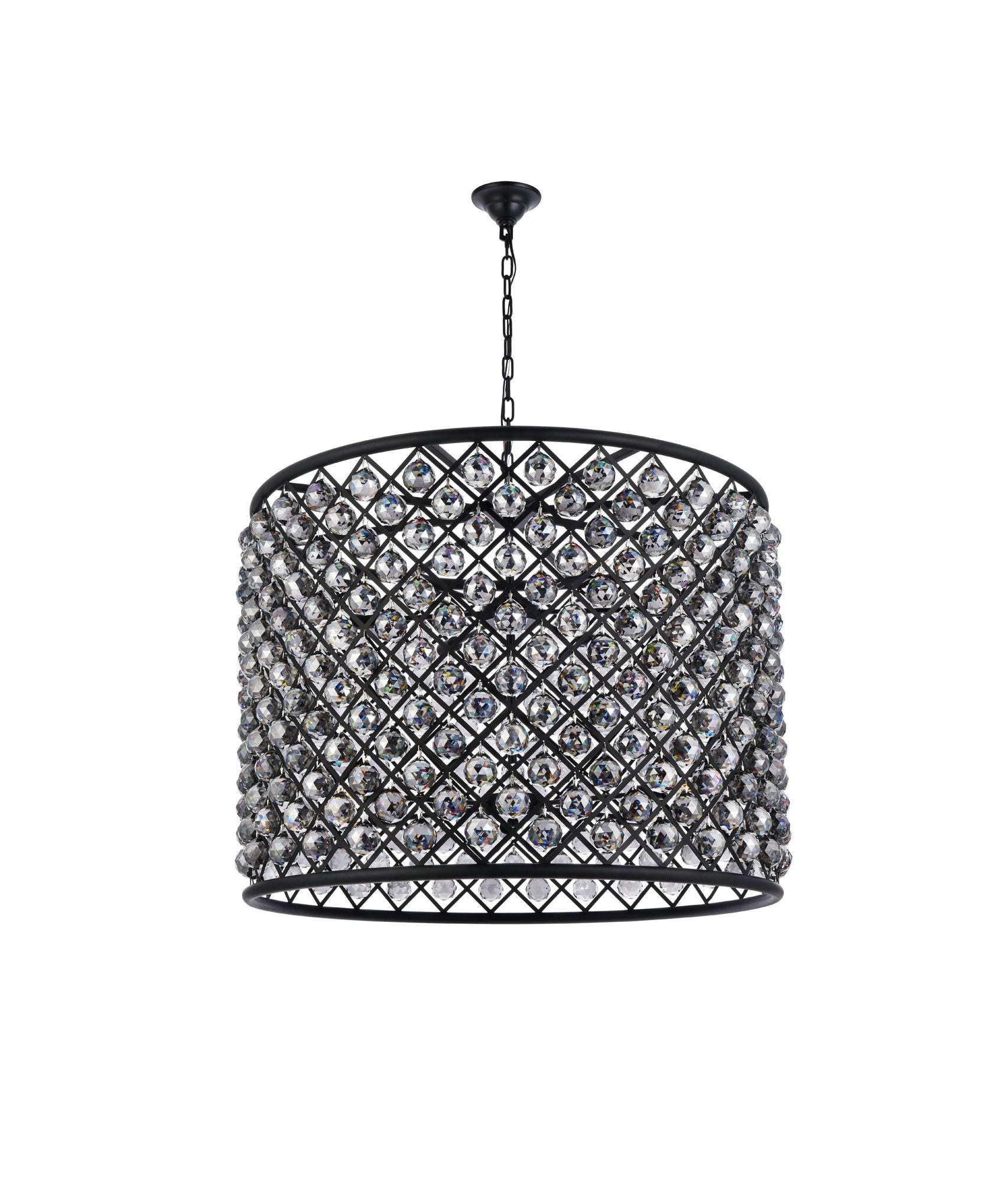 Madison 12-Light Matte Black Chandelier Silver Shade
