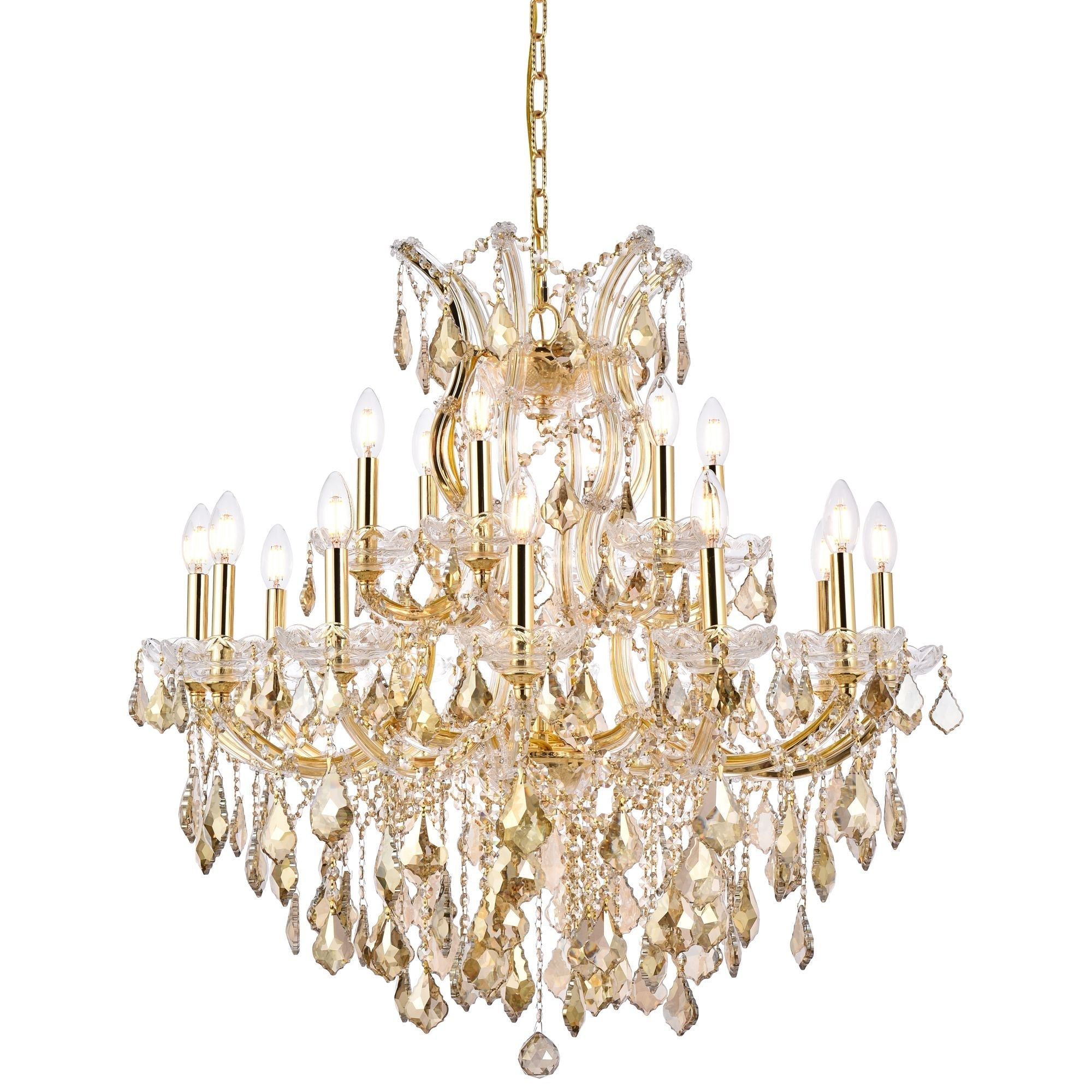 Maria Theresa 19-Light Gold Chandelier Golden Teak