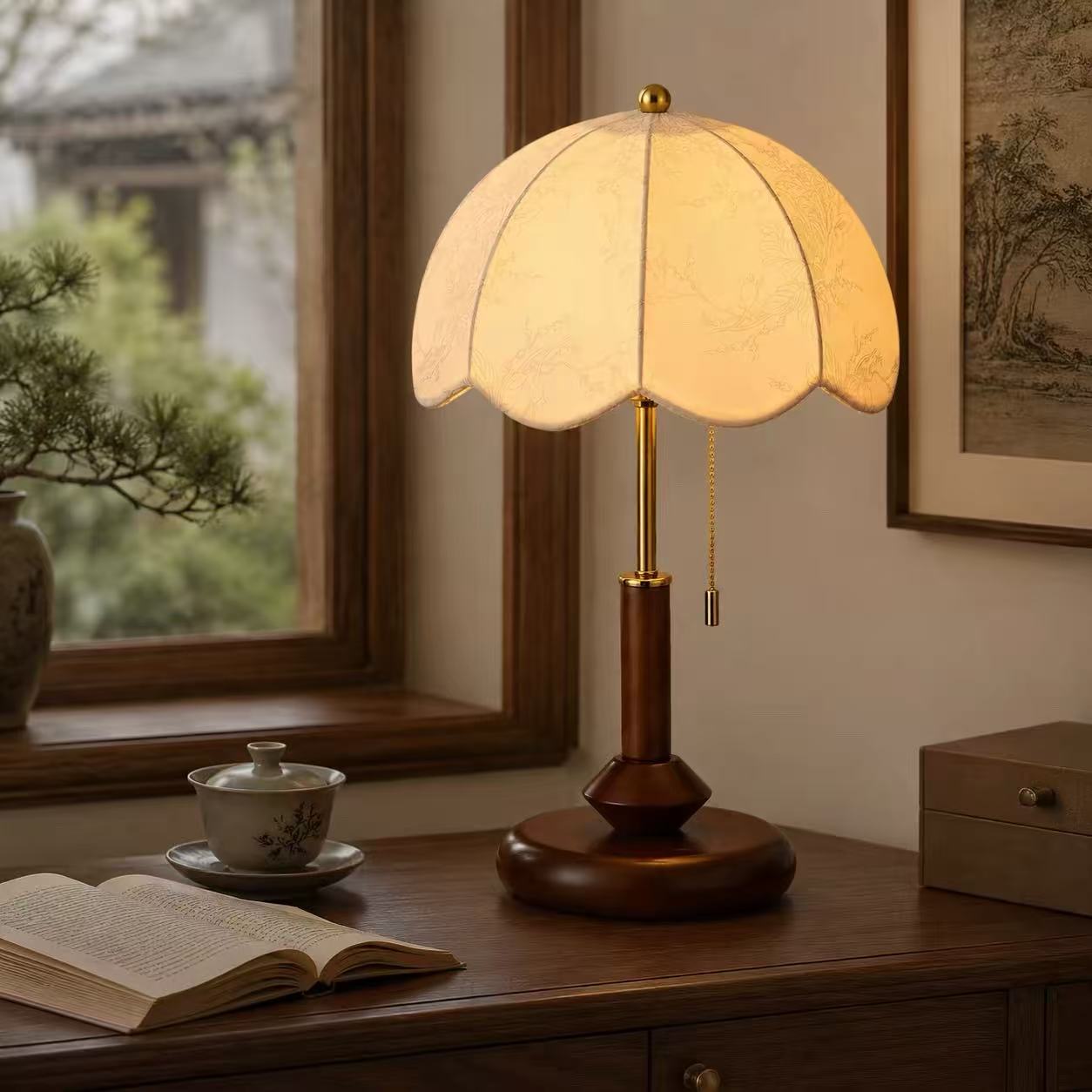 Marielle Vintage Wood Table Lamp