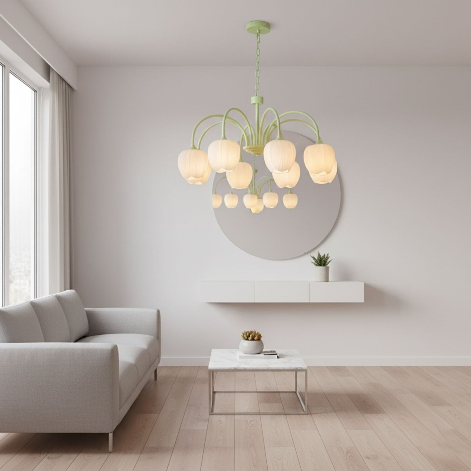 Matcha Bloom Tulip Chandelier detail view 18