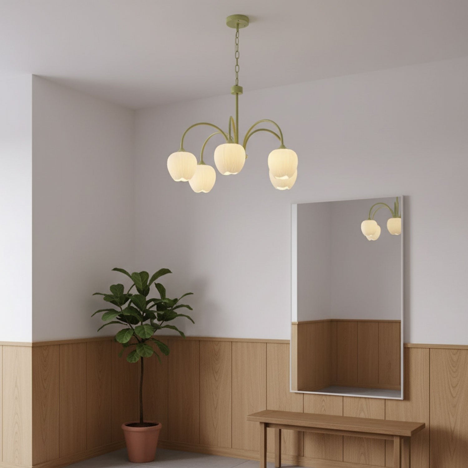 Matcha Bloom Tulip Chandelier detail view 19