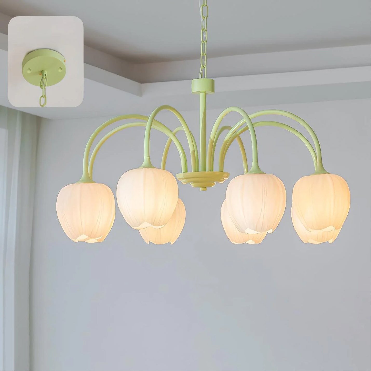 Matcha Bloom Tulip Chandelier detail view 3