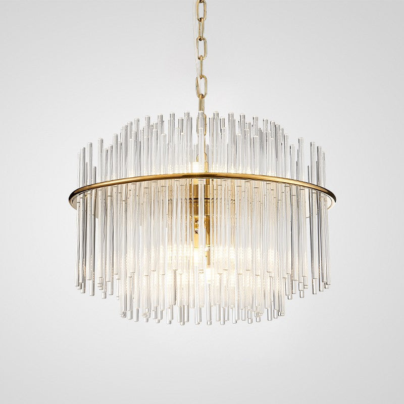 Postmodern American Glass Tube Chandelier