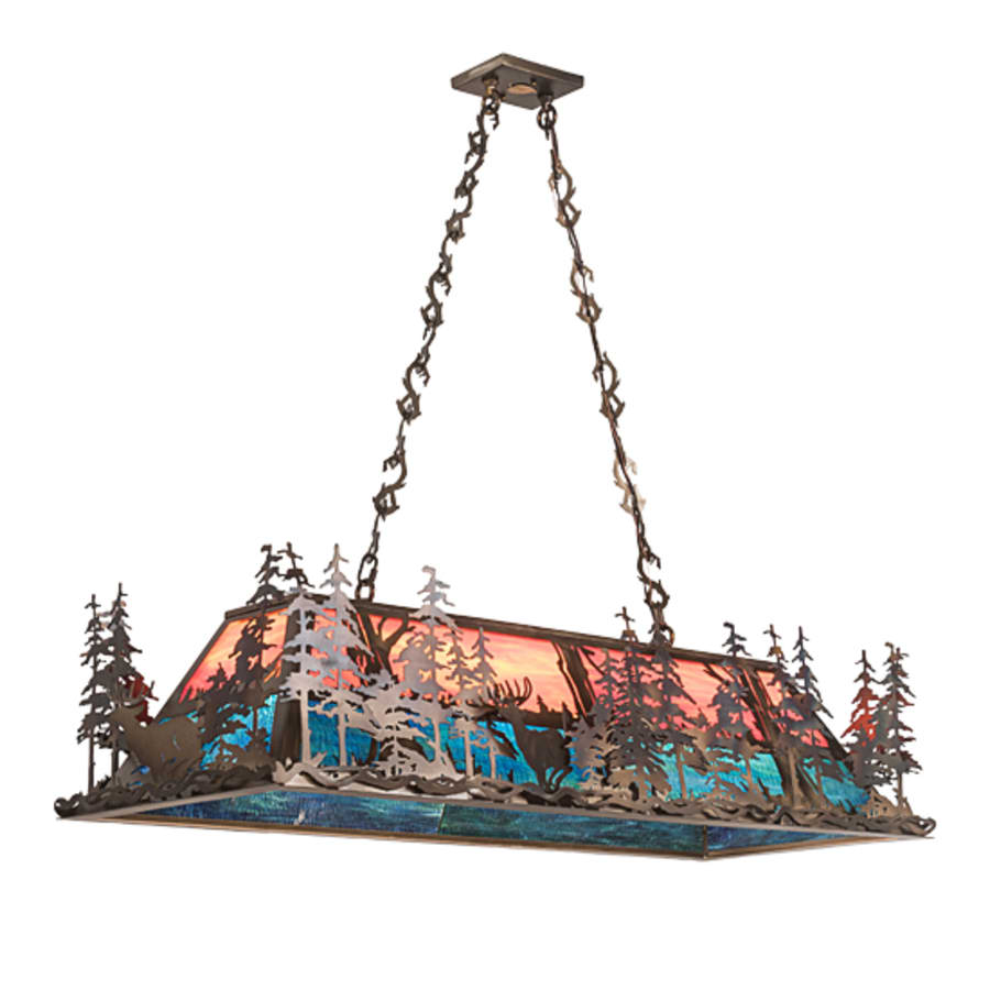Deer Through the Trees 9-Light 50" Wide Linear Pendant