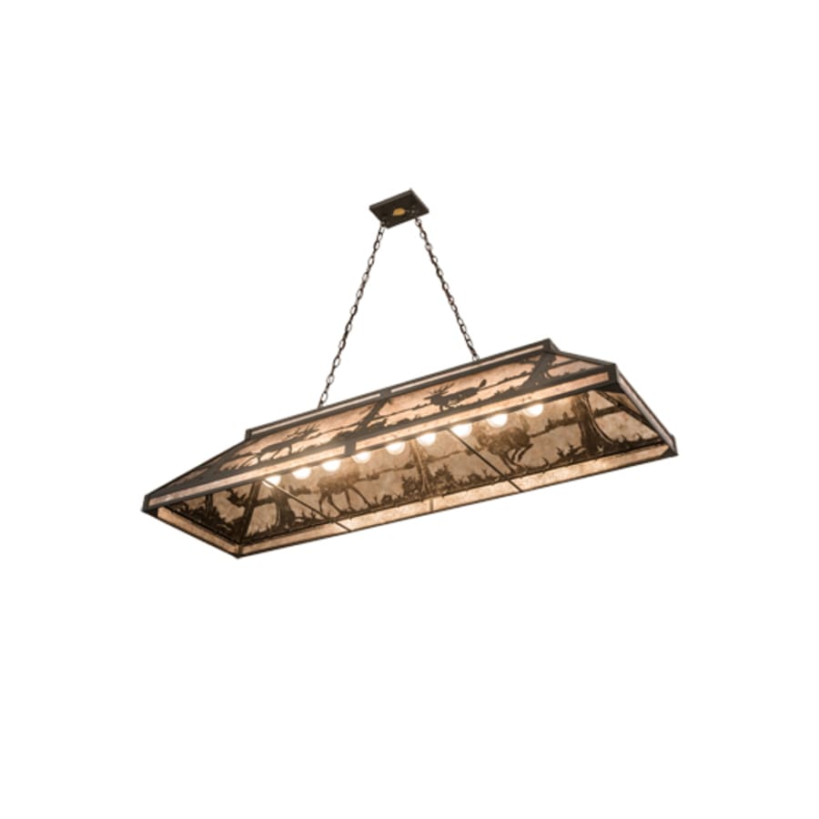 Elk and Deer At Lake 9-Light 61" Wide Linear Pendant