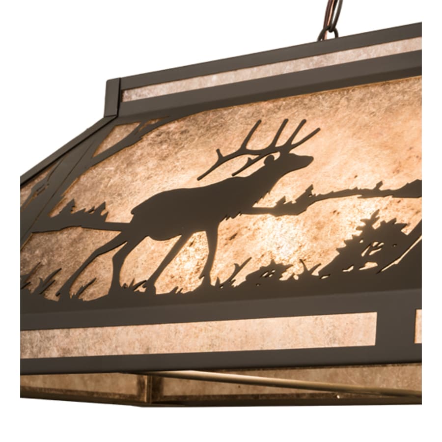 Elk and Deer At Lake 9-Light 61" Wide Linear Pendant